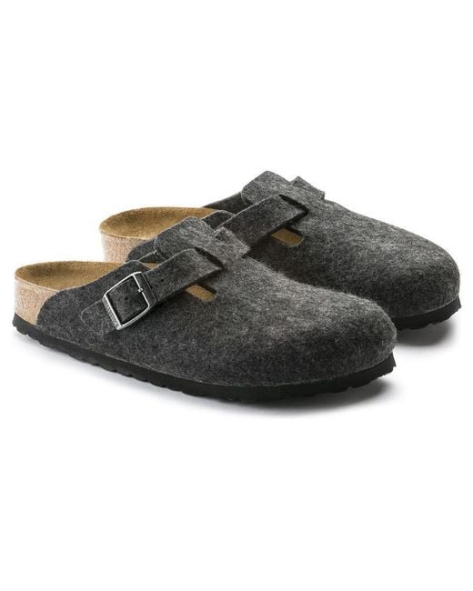 Birkenstock Black Boston Regular 'Wool Felt Anthracite' for men