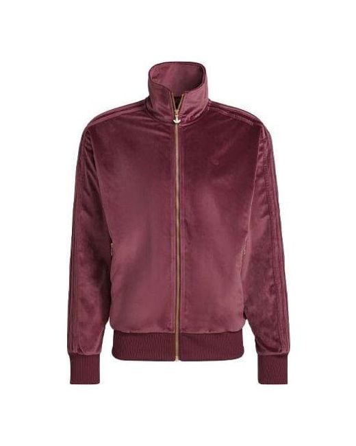 Adidas Red Originals Adicolor Velour Track Jacket for men