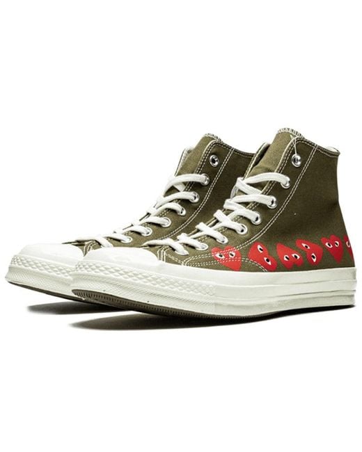 Converse Brown X Comme Des Garcons Play Chuck 70 Hi Multi Heart 'Khaki' for men