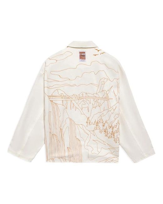 Li-ning White Back Landscape Pattern Printing Lapel Single Breasted Jacket for men