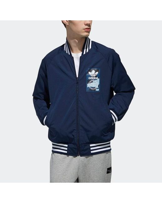 Adidas Blue Originals Rev Jacket Logo Printing Sports for men