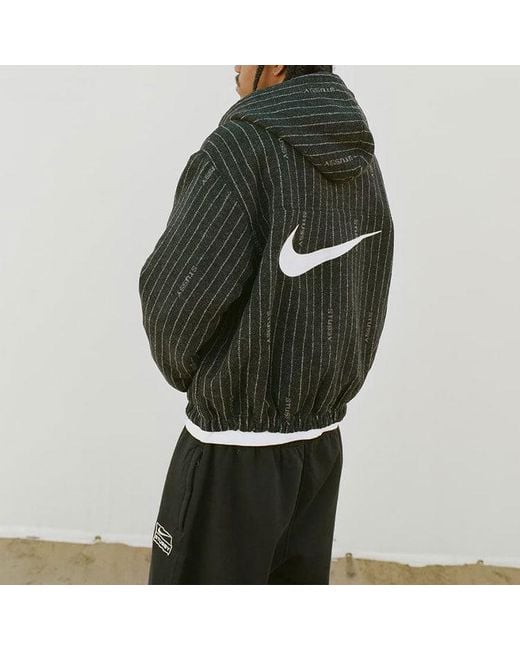 Nike Black X Stussy Stripe Wool Jacket 'Antique' for men
