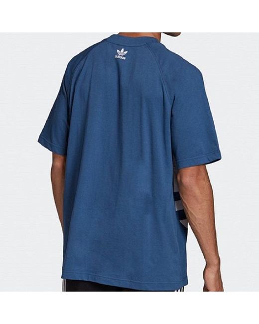 Adidas Blue Originals Large Logo Printing Short Sleeve for men