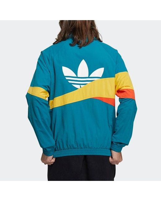 Adidas Blue Originals Ts Track Top Colorblock Windproof Sports Jacket for men