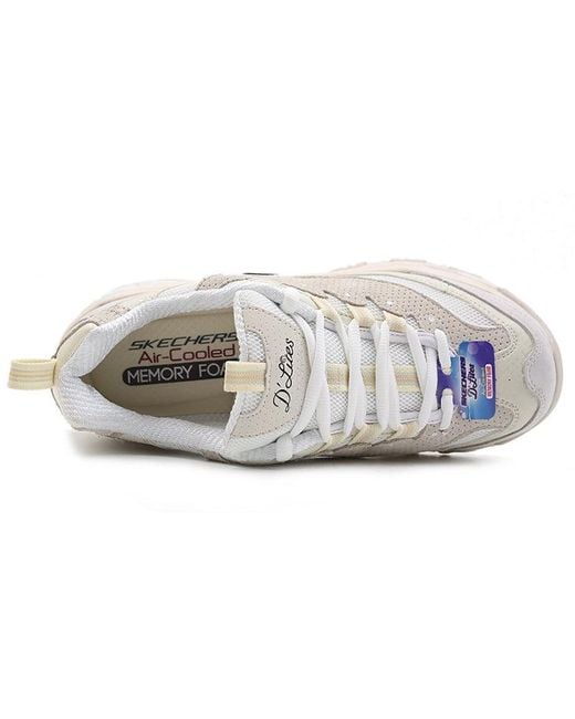 Skechers White (Wmns) D'Lites Low-Top Running Shoes