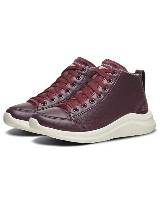 Skechers Brown (Wmns) Ultra Flex 2.0 High-Top Running Shoes-Wine