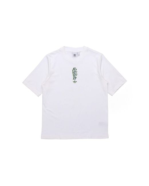 Adidas White Originals Graphic Tee 3 Graffiti Printing Round Neck for men