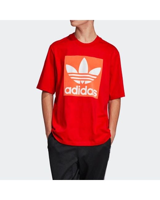 Adidas Red Originals Oversized Tee Round Neck Short Sleeve for men