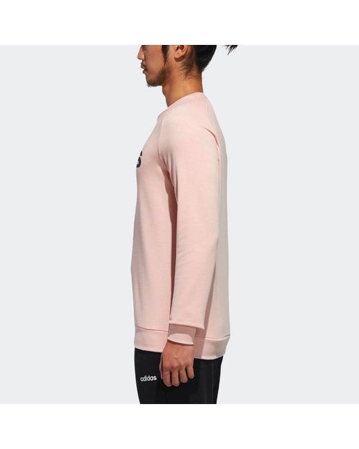 Adidas Pink Neo Logo Printing Round Neck Pullover Long Sleeves for men