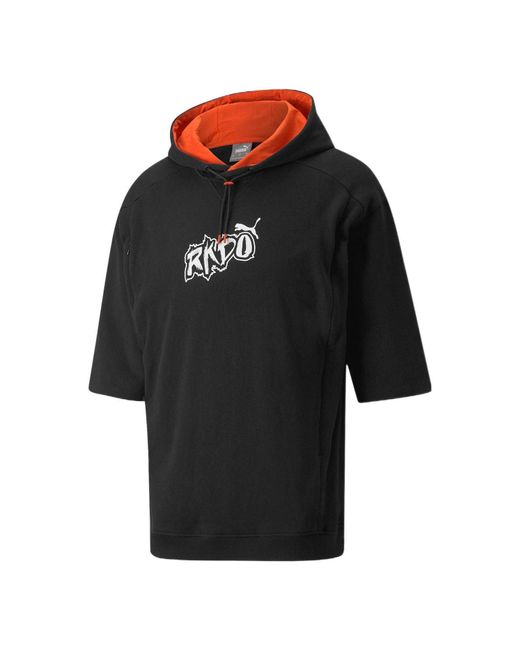 PUMA Black Rkdo Short Sleeve Hoodie for men