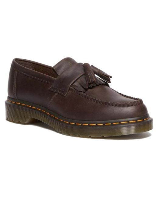 Dr. Martens Brown Adrian Crazy Horse Leather Tassel Loafers 'Dark'