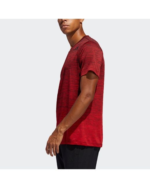Adidas Red Gradient Tee Casual Sports Breathable Round Neck Short Sleeve for men