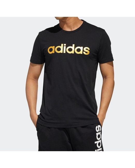 Adidas Black Neo Sports Round Neck Logo Printing Short Sleeve for men