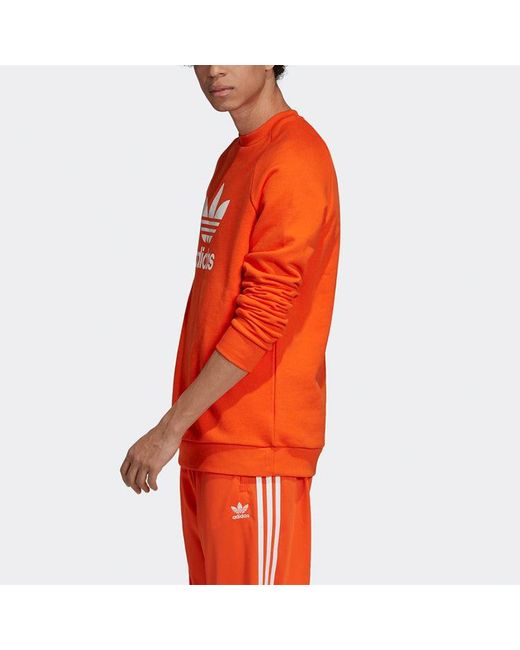 Adidas Orange Originals Chest Logo Athleisure Casual Sports Round Neck for men