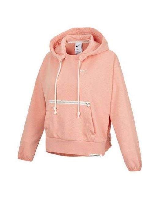 Nike Pink (Wmns) Embroidered Logo Big Pocket Short Sports Hoodie