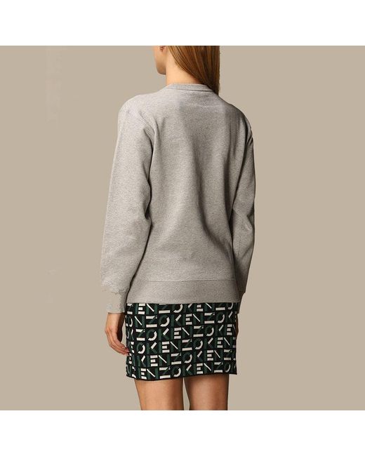 KENZO Gray (Wmns) Embroidery Logo Round-Neck Swea
