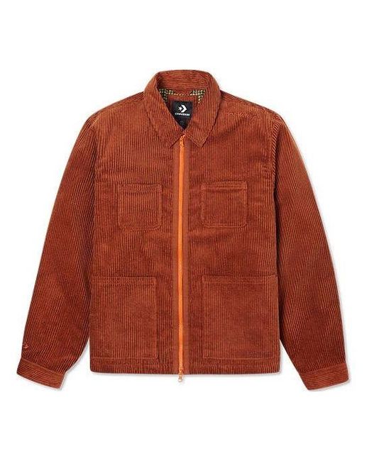 Converse Brown Retro Solid Color Corduroy Jacket for men