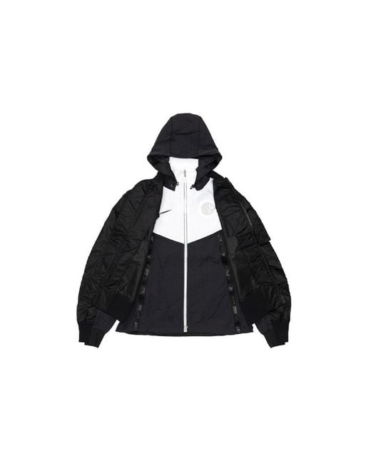 Nike Black X Sacai Double Layer Contrasting Hooded Jacket Asia Sizing for men