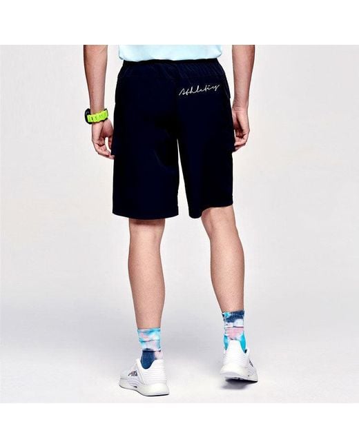Fila Black Athletics Solid Color Casual Sports Woven Shorts for men