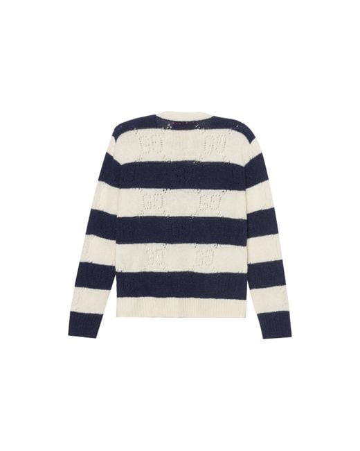 Gucci Blue (Wmns) Tiger Wool Sweater With Embroidery Tiger And Flower 'Ivory'