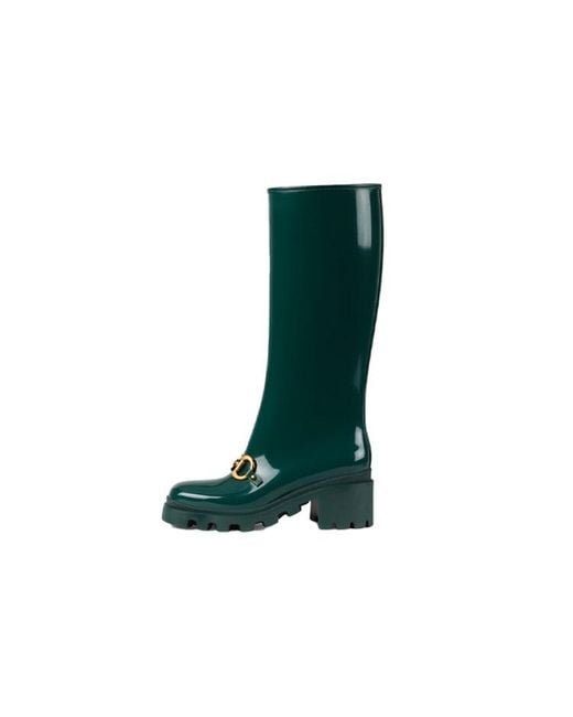 Gucci Blue (Wmns) Rubber Horsebit Tall Boots