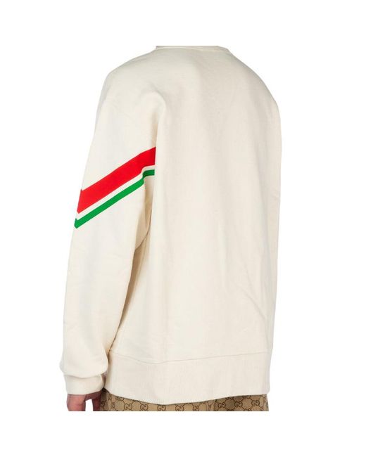 Gucci White Striped Printed Pullover Long Sleeve for men