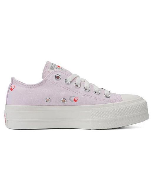Converse White Chuck Taylor All Star Lift Platform Y2k Heart Low Top