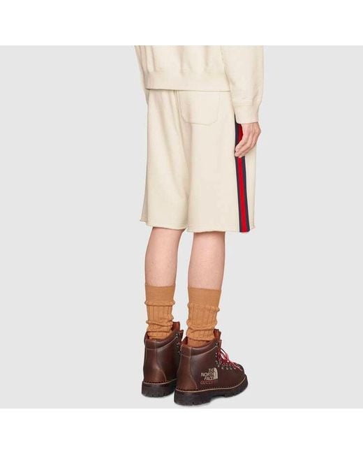 Gucci Natural X The North Face Crossover Webbing Printing Cotton Shorts for men