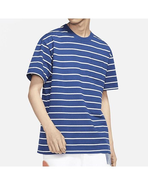 Nike Blue Sportswear Sports Stripe Round Neck Short Sleeve for men