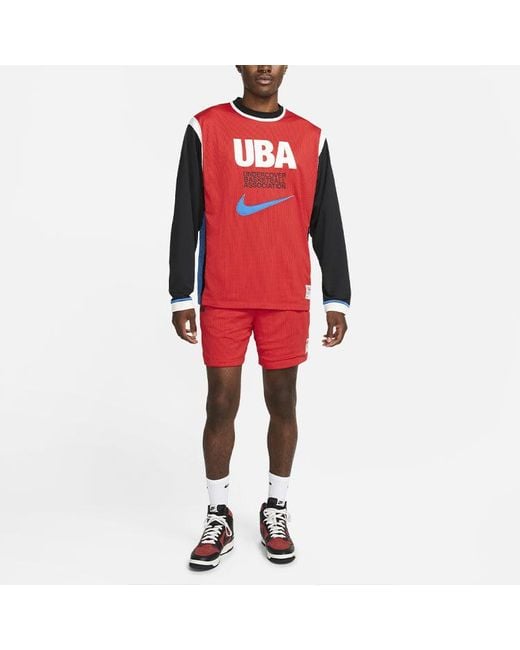 Nike Red Mesh Shorts Contrasting Colors Alphabet Printing Sports Basketball Asia Edition for men