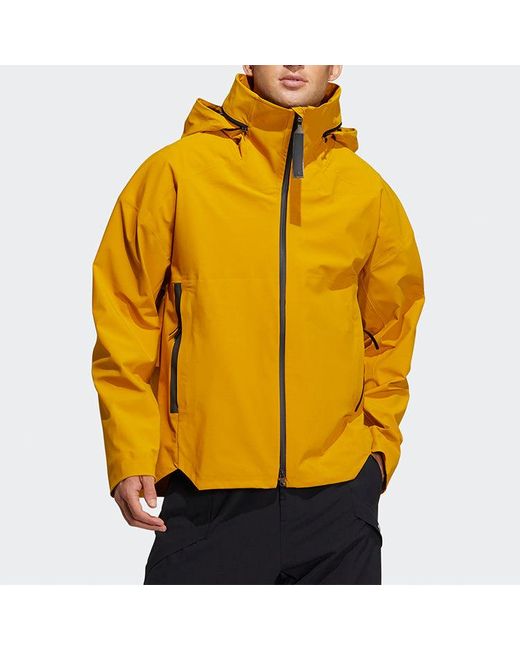 Adidas Yellow Outdoor Sports Hooded Jacket for men