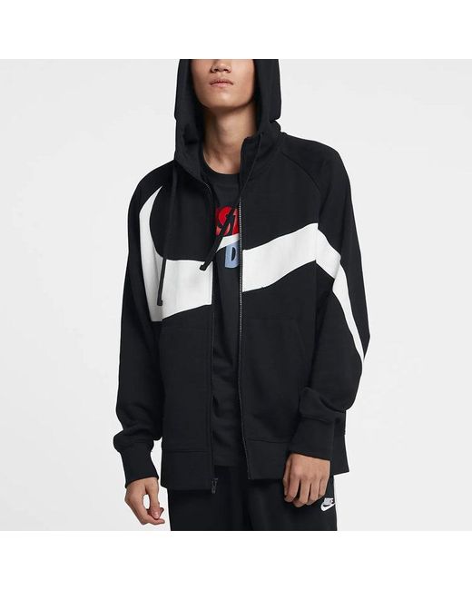 Nike Black Coat Hooded Color Block Zipper Closure Sportswear for men