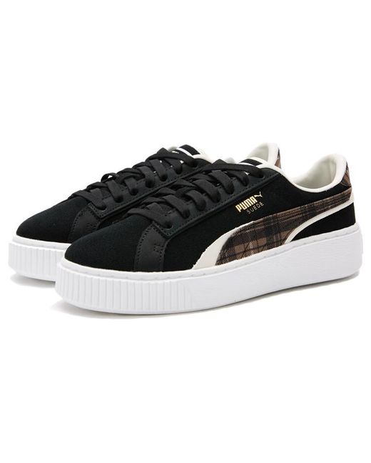 PUMA Black (Wmns) Suede Plat Form Plaid