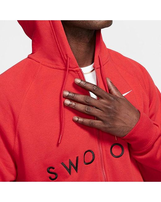 Nike Red Zipper Hooded Sports Jacket for men