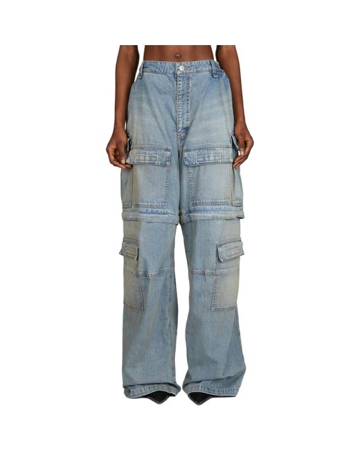 Balenciaga Blue (Wmns) 24Ss Zipper Type 2Way Denim Cargo Pants