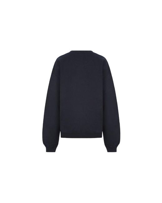 Balenciaga Blue (Wmns) Ss21 Logo Loose Swea Round-Neck Long Sleeve