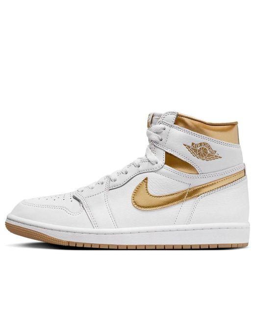 Nike Metallic Air Jordan 1 Retro High Og White Gold Shoes