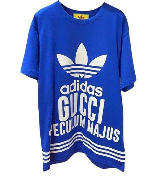 Gucci Blue X Adidas Oversized Cotton Jersey T-shirt
