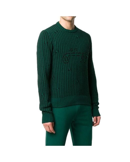 Off-White c/o Virgil Abloh Green Logo Stripe Knit for men