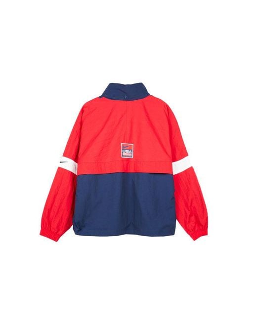 Nike Blue Lab Swoosh Stripe Splicing Storage Simple Colorblock Hooded Jacket 'University Midnight' for men