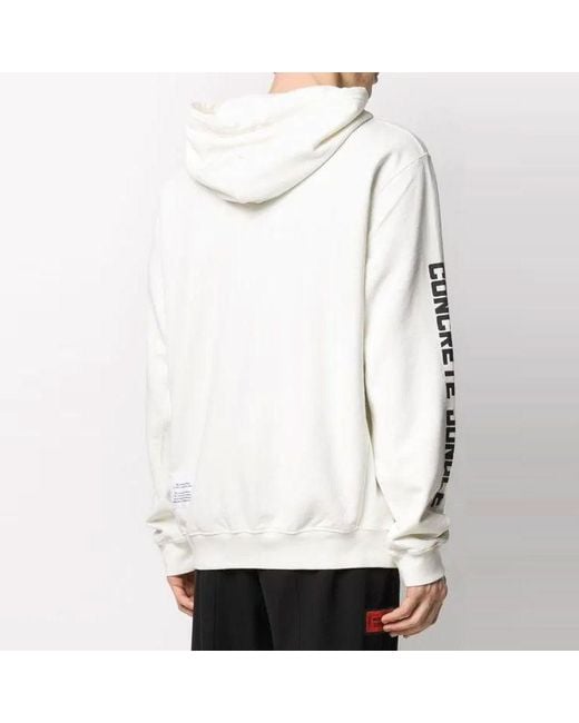 Heron Preston White Heron Water Colours Print Embroidery Popover Hoodie for men