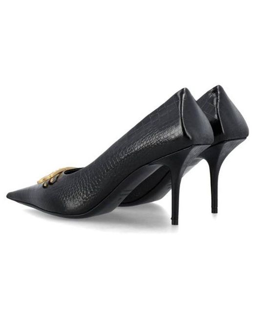 Balenciaga Black (Wmns) Square Knife Bb Croc-Effect Leather Pumps