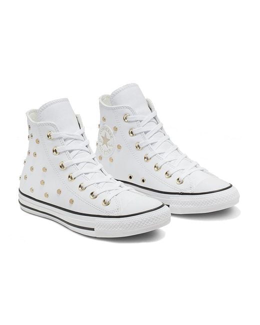 Converse White (Wmns) Chuck Taylor All Star Studs High Top Leather Spot Rivet