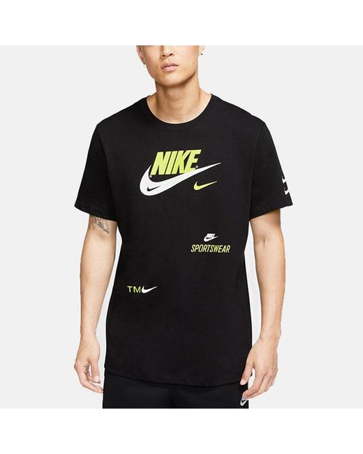 Nike Black Alphabet Logo Sports Short Sleeve for men