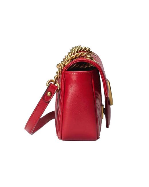 Gucci Red GG Marmont Mini Matelasse Leather Shoulder Bag