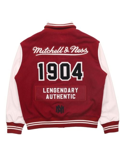 Mitchell & Ness Red Logo Varsity Jacket for men