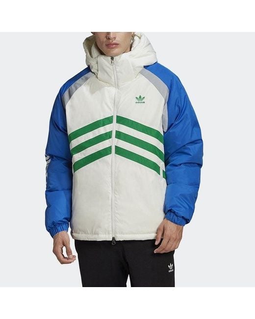 Adidas Blue Originals Rev Dwn Jkt Reversible Stay Warm Hooded Reflective Down Jacket for men