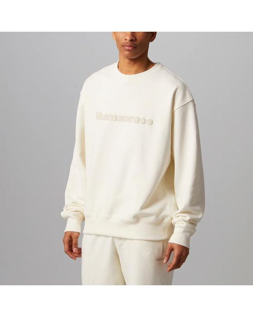 Adidas Originals X Pharrell Williams Crossover Casual Breathable Solid Color Round Neck Pullover Long Sleeves Jade White for men