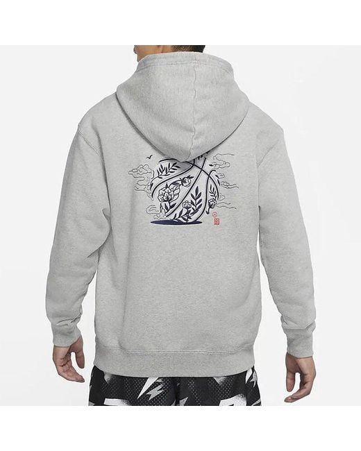 Nike Gray Cny New Year's Edition Embroidered Logo Sports Pullover for men