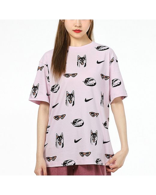 Nike Pink (Wmns) As W Sportswear Bf Dog Aop Regal